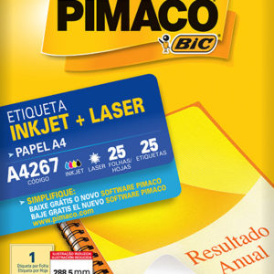 ETIQUETA P/INKJET E LASER  A-4 267 288,5X200MM C/25FLS.X1
