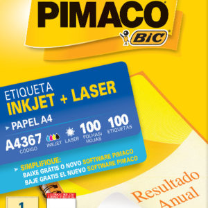 ETIQUETA P/INKJET E LASER  A-4 367 288,5X200MM C/100FLS.X1 PIMACO