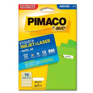 ETIQUETA MULTIUSO AUTOCOLANTE  INKJET+LASER A-5 Q932 C/12FLS. PIMACO