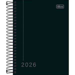AGENDA PEPPER PRETA 2026 ESPIRAL DIÁRIA 11,7X16,4CM TILIBRA