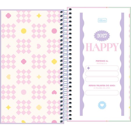 AGENDA ANUAL 2027 HAPPY ESPIRAL SEMANAL 167x89mm TILIBRA - Imagem 3