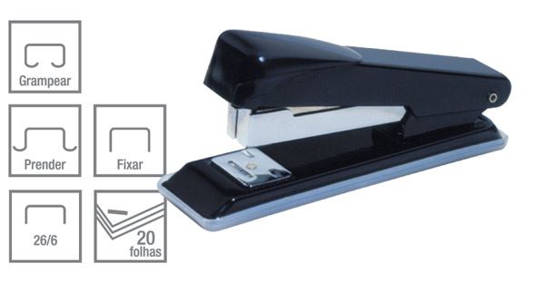 GRAMPEADOR MESA BASE 11CM PRETO P/20 FLS. PLUS LINE CIS