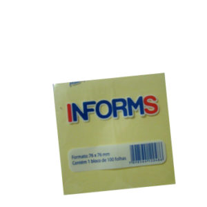 BLOCO ADESIVO ANOTE E COLE AMARELO 76X76MM C/100FLS.  INFORMS