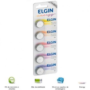 BATERIA DE LITHIUM 3V FORMATO BOTAO CR2032 CARTELA 5 UN ELGIN