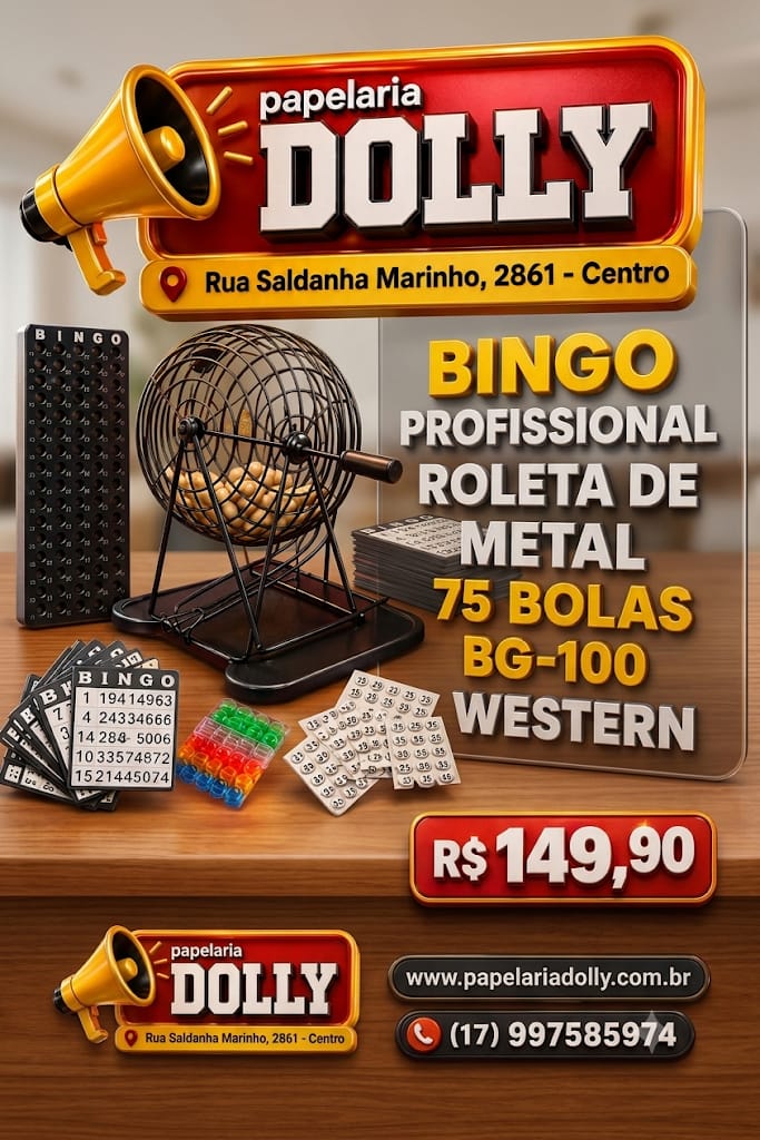 BINGO PROFISSIONAL ROLETA DE METAL 75BOLAS BG-100 WESTERN - Imagem 4
