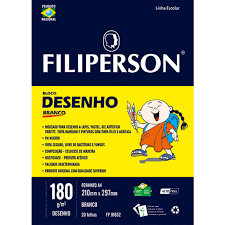 BLOCO PARA DESENHO A4 BRANCO 180G C/20 FLS FILIPERSON