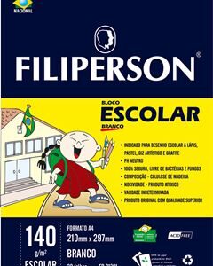 BLOCO PARA DESENHO A4 BRANCO 140G C/20 FLS FILIPERSON