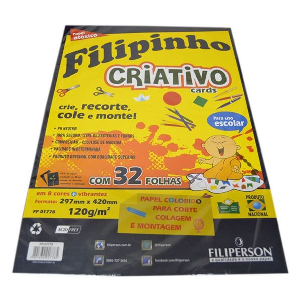 BLOCO COLORIDO 120G 8 CORES A-3 C/32FLS. FP01778 FILIPERSON