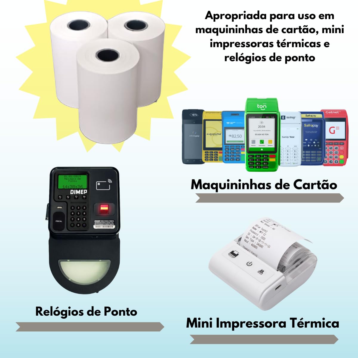 BOBINA TERMICA 57MMX22M BRANCA REF.5268 C/10 JANDAIA - Imagem 2