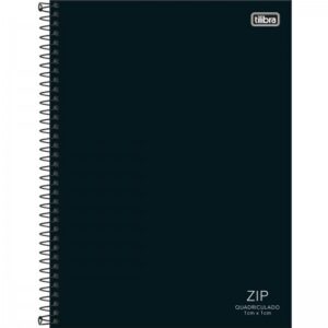 CADERNO UNIVERSITARIO QUADRICULADO 10MM 80 FOLHAS ZIP PRETO TILIBRA