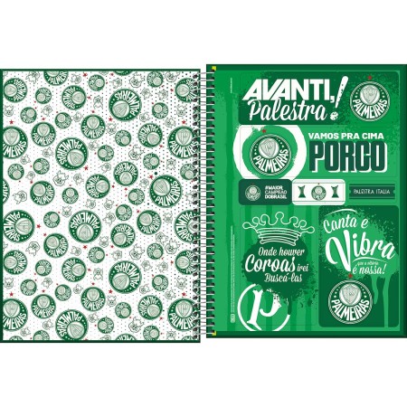 CADERNO UNIVERSITÁRIO ESPIRAL CAPA DURA PALMEIRAS 16 Matérias 256 Folhas TILIBRA - Imagem 5