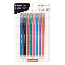 CANETA GEL 8 CORES POP UP 0.55MM LEONORA