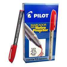 CANETA RETROPROJETOR 2.0MM VERMELHA CAIXA C/12 UNIDADES PILOT