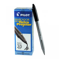 CANETA RETROPROJETOR 2.0MM PRETA CAIXA C/12 UNIDADES PILOT
