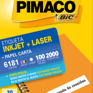 ETIQUETA P/INKJET E LASER  CARTA C/100FOLHAS X 20 REF. 6181 PIMACO