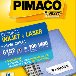 ETIQUETA P/INKJET E LASER  CARTA C/100FOLHAS X 14 REF. 6182 PIMACO