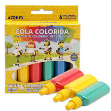 COLA COLORIDA ACRICOR C/6FRASCOS 23G ACRILEX