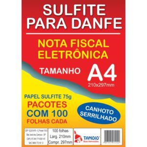 PAPEL SULFITE A4 MICROSERRILHADO PARA NOTA FISCAL DANFE 100 FOLHAS TAMOIO