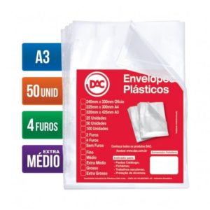 ENVELOPE PLASTICO C/FUROS A-3 0.12mm  C/50 REF.5324 DAC