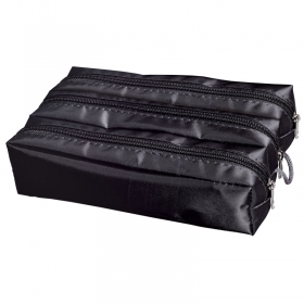 ESTOJO NYLON 3ZIPERES LISO  PRETO REFLEX