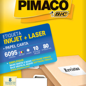 ETIQUETA P/INK JET E LASER CARTA C/10 FOLHAS X 8 REF. 6095 PIMACO