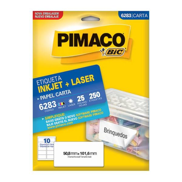 ETIQUETA P/INKJET E LASER CARTA C/25FLS. X 10 REF. 6283 PIMACO