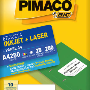 ETIQUETA P/INKJET E LASER  A-4 250 55,8X99MM C/25FLS.X10  PIMACO
