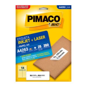 ETIQUETA P/INKJET E LASER A-4 263 38,1X99MM C/25FLS.X14   PIMACO
