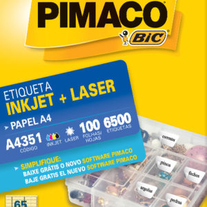 ETIQUETA P/INKJET E LASER  A-4 351 21,2X38,2MM C/100FLS.X65  PIMACO