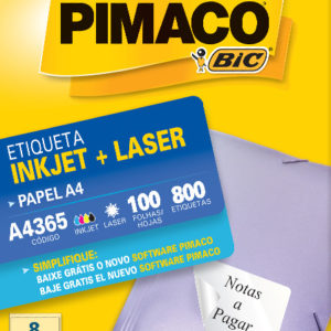 ETIQUETA P/INKJET E LASER  A-4 365 67,7X99MM C/100FLS.X8  PIMACO