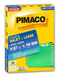 ETIQUETA P/INKJET E LASER CARTA C/100FLS. X 80 REF. 6187 PIMACO