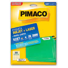 ETIQUETA P/INKJET E LASER CARTA C/25FLS. X 80 REF. 6287 PIMACO