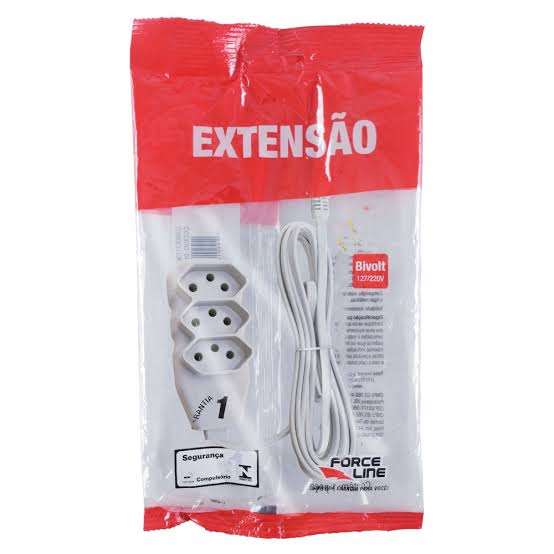 EXTENSAO ELETRICA TRIPOLAR 3M 3TOMADAS SLIM BRANCA FORCELINE - Imagem 2
