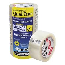 FITA ADESIVA TRANSPARENTE PP P/EMPACOTAMENTO 48MMX100METROS QUALITAPE  C/4 ADELBRAS