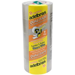 FITA ADESIVA TRANSPARENTE PP P/EMPACOTAMENTO 48MMX100METROS C/5 ADELBRAS