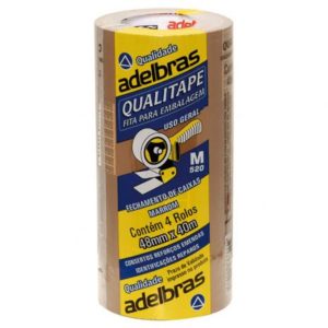 FITA ADESIVA P/EMPACOTAMENTO 48MMX40M  MARROM PACOTE COM 4ROLOS QUALITAPE ADELBRÁS