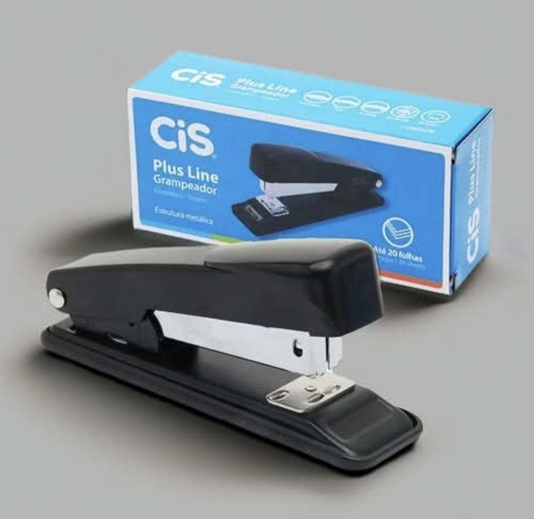 GRAMPEADOR MESA BASE 11CM PRETO P/20 FLS. PLUS LINE CIS - Imagem 2