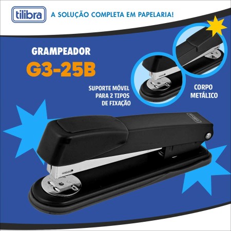 GRAMPEADOR MESA METÁLICO G3-25B PRETO P/25FLS. TILIBRA - Imagem 5