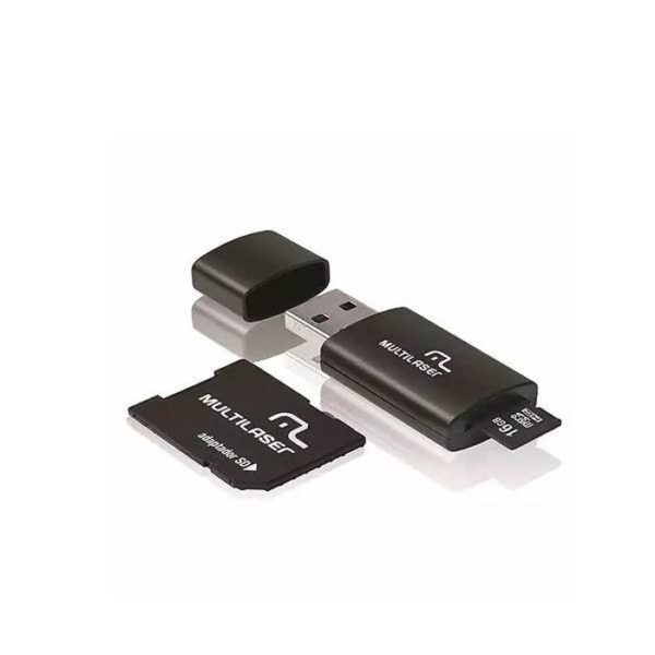 Kit 3 em 1 Pen Drive - Micro SD 16GB - Adaptador e Leitor de Cartão - MC059 MULTILASER