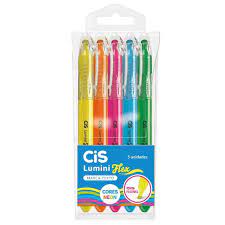 MARCA TEXTO LUMINI CIS FLEX NEON ESTOJO C/ 5 UNIDADES SERTIC