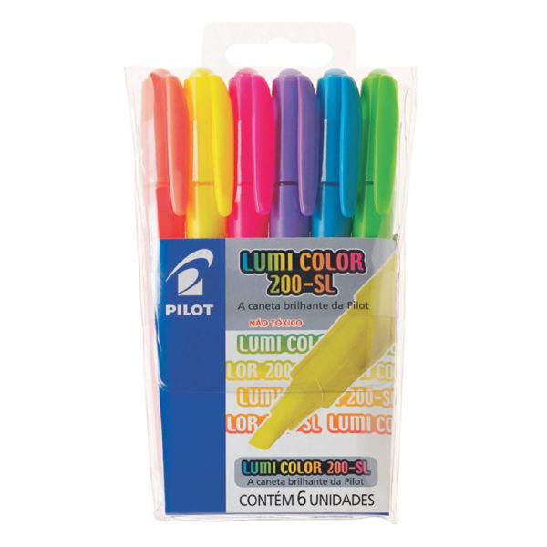 MARCA TEXTO LUMICOLOR 6 CORES BLISTER 200-SL PILOT