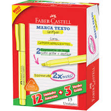 MARCA TEXTO GRIFPEN AMARELO  CAIXA COM 12 UNIDADES + 3  VERDE FABER CASTELL