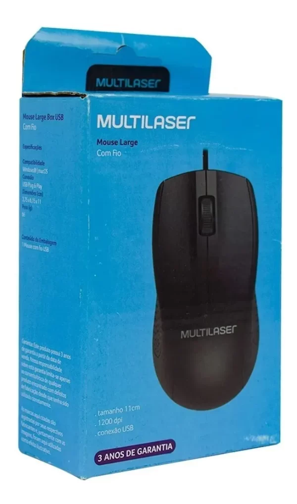 MOUSE 2 BOTOES USB LARGE PRETO MO308 MULTILASER - Image 2