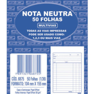 NOTA NEUTRA 1/36 1 VIA 50 FOLHAS COM 20 BLOCOS SÃO DOMINGOS