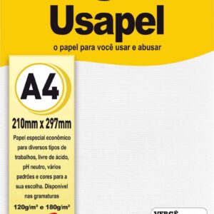 PAPEL VERGE 180G A-4 BRANCO CAIXA C/50FOLHAS USAPEL