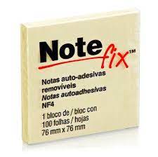 BLOCO ADESIVO POST-IT NOTE FIX 76X76MM AMARELO C/100FLS. 3M