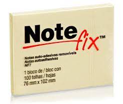 BLOCO ADESIVO POST-IT NOTE FIX 76X102MM AMARELO C/100FLS. 3M