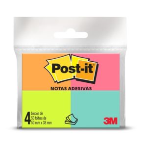 BLOCO ADESIVO POST-IT  38mm x 50mm TROPICAL caixa com 12x4 blocos de 50 folhas 3M