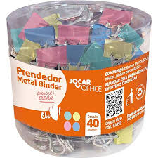 PRENDEDOR DE PAPEL BINDER 19MM COLORIDO C/40 JOCAR