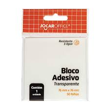 RECADO ADESIVO 76X76MM 50 FOLHAS TRANSPARENTE CRISTAL JOCAR